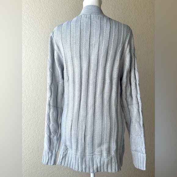 NWT PrettyGarden Gray Chunky Cable Knit Button-Front Cardigan – Size Small - Picture 4 of 5